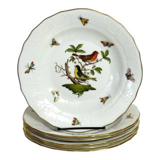 Late 20th Century Rothschild Bird Plates by Herend - Set of 6 Dessert/Pie Plates, #1520 For Sale