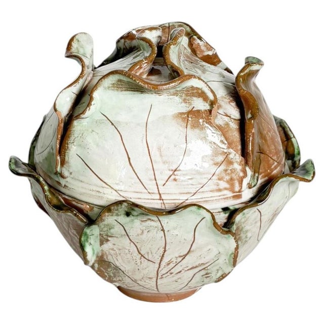 20th Century Glazed Ceramic Tureen in the Shape of a Cabbage, France For Sale - Image 13 of 13