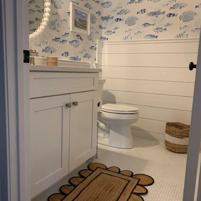 2'x3' Scallop Jute Navy Hand Made Rug For Sale - Image 10 of 11