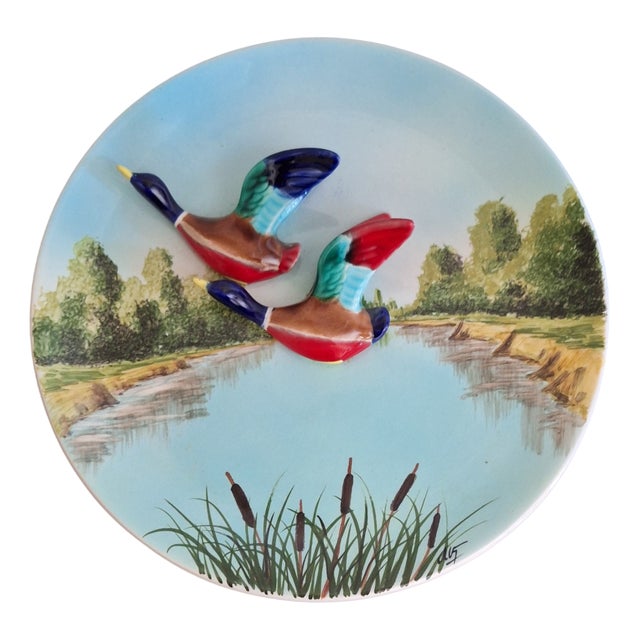Mid-Century Modern French Ceramic Wall Plate by Ferlay for Vallauris, 1965 For Sale