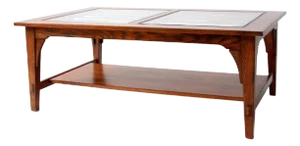 Vintage Glass Top Wooden Coffee Table