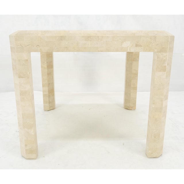 Metal Tessellated Stone Marble Tile 26x26 Square Side Occasional Lamp Table For Sale - Image 7 of 12