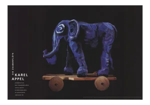 1995 Karel Appel 'Die Zauberflote (Magic Flute), Elephant' Expressionism Blue,Black Netherlands Offset Lithograph