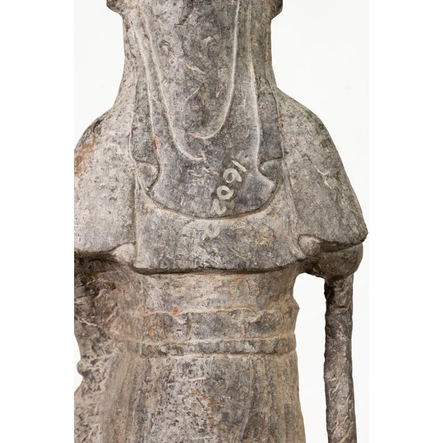 White Vintage Chinese Bodhisattva Guanyin Hand-Carved Stone 20th Century Asian Buddha For Sale - Image 8 of 9