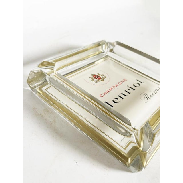 Henriot Champagne Ashtray, Thick Glass, Square Design, France, 1960s For Sale - Image 8 of 13