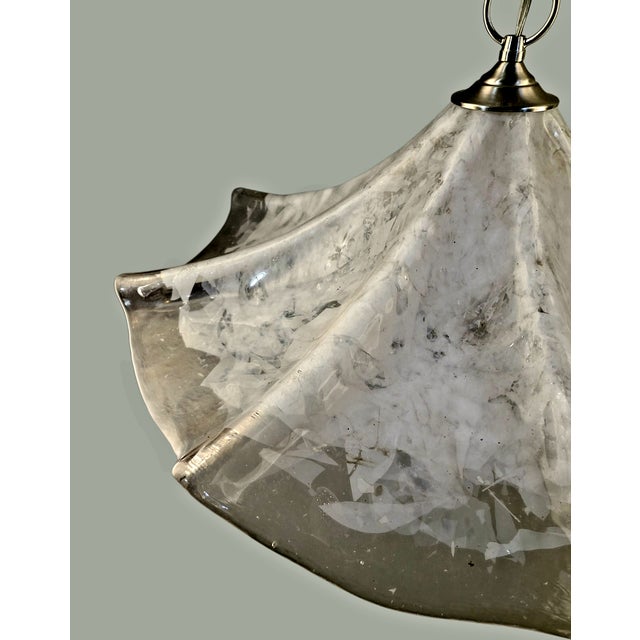 Vintage Large Italian Art Glass Attributed Murano Pendant Tulip Light Fixture For Sale - Image 6 of 11