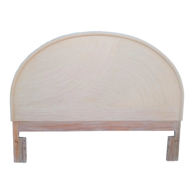 Vintage Mid Century Modern Pencil Reed Oval Queen Size Headboard For Sale