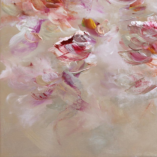 Dancing With Flowers - Large Original Textured Soft Abstract Floral Landscape Acrylic Painting on Canvas by Ve Boisvert For Sale - Image 4 of 9