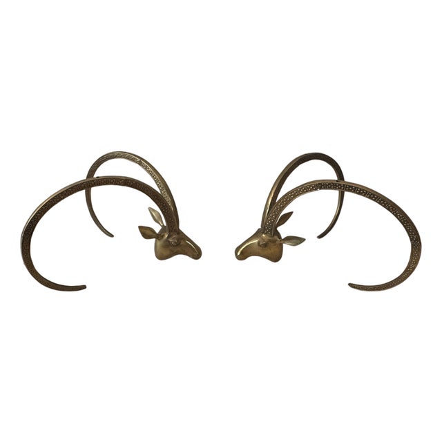 Vintage Brass Ibex or Rams Head Coffee Table Bases, C. 1960s For Sale