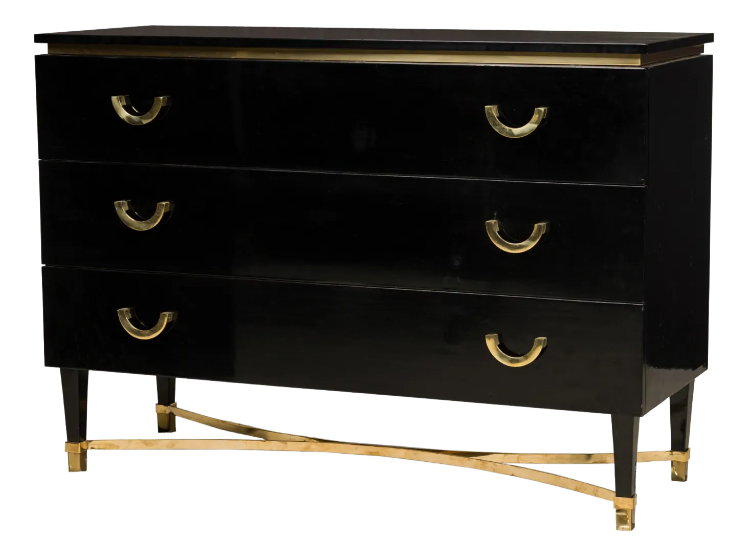 Mid Century Continental Dresser Black and Gold
