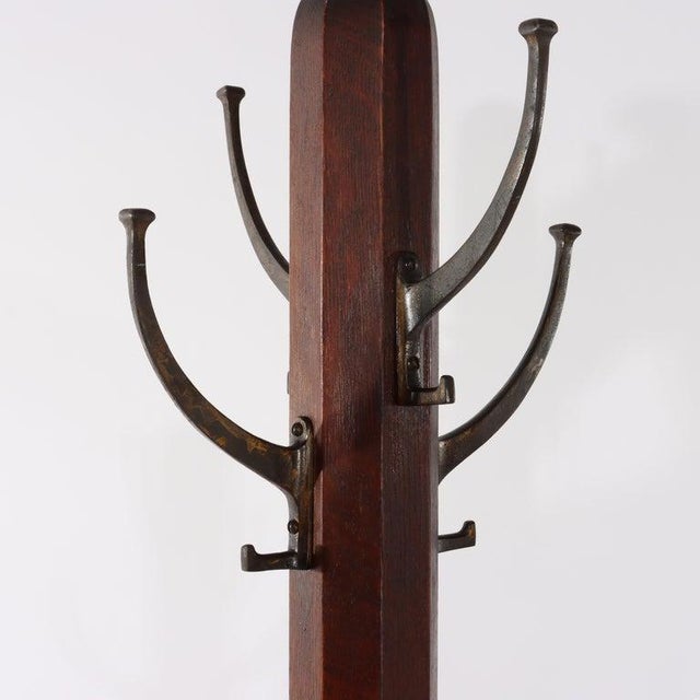 Antique Heywood Wakefield Arts & Crafts Mission Oak Coat Rack With Label C1920 For Sale - Image 11 of 12