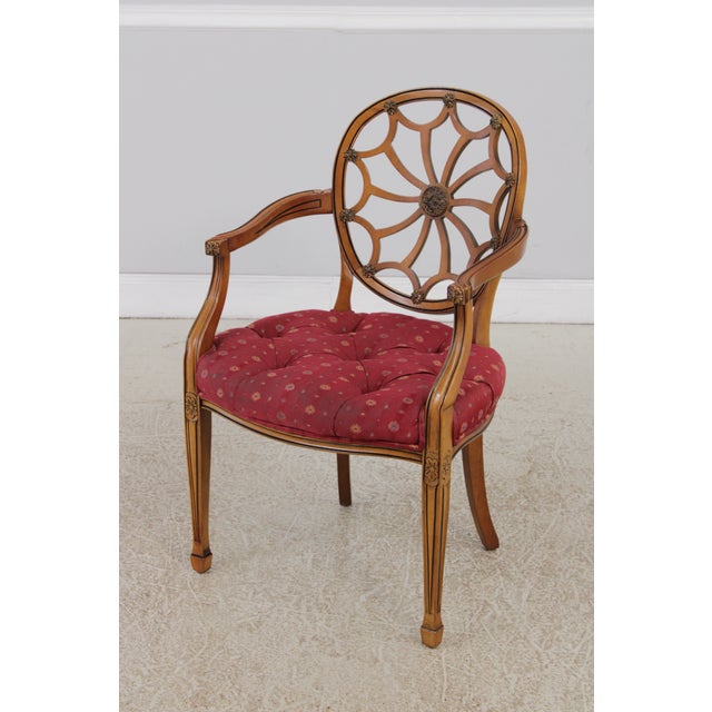 Traditional Vintage Mahogany Federal Style Spiderback Armchair For Sale - Image 3 of 16