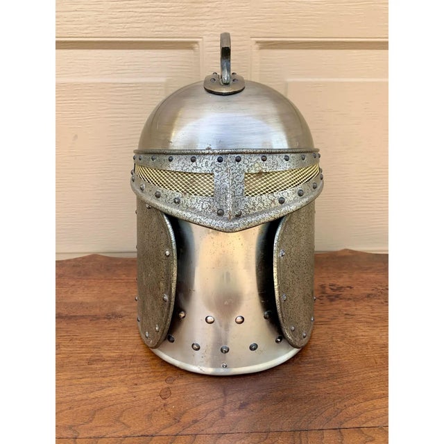 Late 20th Century Pewter Knight’s Helmet Ice Bucket For Sale - Image 4 of 12