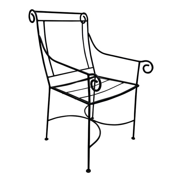 Vintage Wrought Iron Scroll Outdoor Arm Chair | Chairish