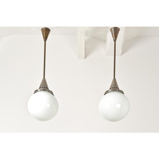 Sphere Lights in Frosted Glass, 1928, Set of 2 For Sale - Image 4 of 11