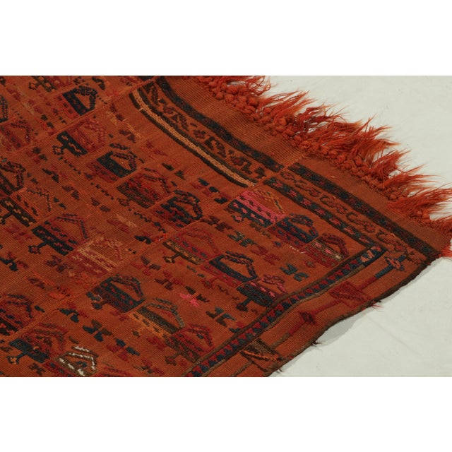 Antique Verneh Kilim in Orange, Blue and Red Geometric Patterns For Sale In New York - Image 6 of 7