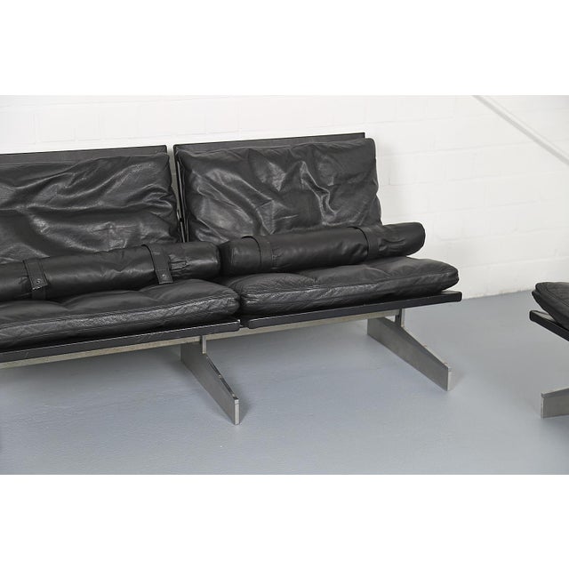 Metal Vintage Leather Sofa and Bo-561 Chair by Preben Fabricius & Jørgen Kastholm, 1960s, Set of 2 For Sale - Image 7 of 18