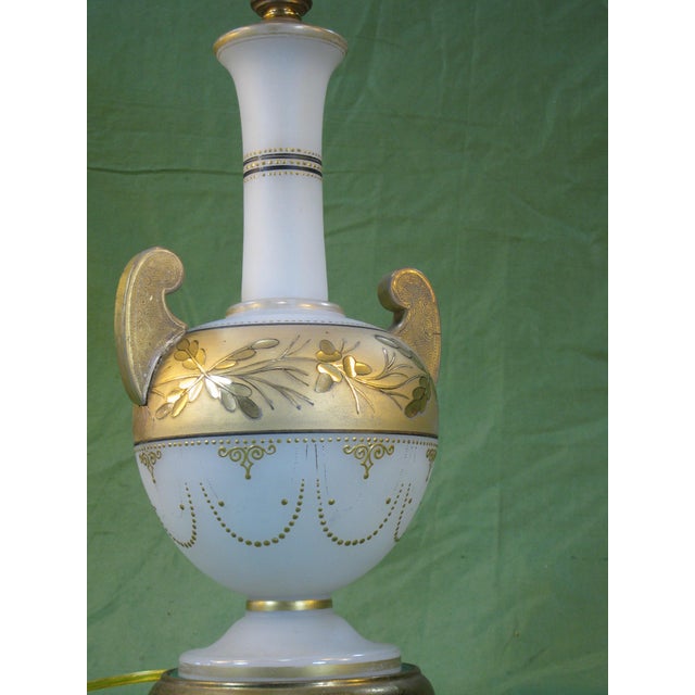 Table Lamp Glass Urn Vase Antique Bohemian Moser Gold Leaves For Sale - Image 17 of 18