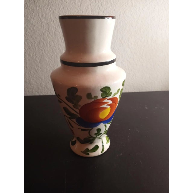 Beige 1970s Hand Painted Ceramic Vase For Sale - Image 8 of 8