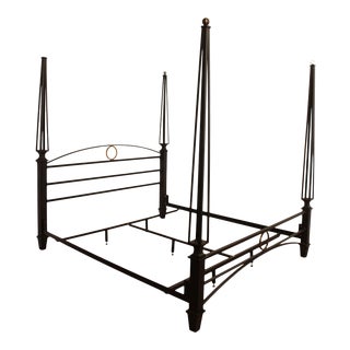 High Classic Modern Iron & Brass King Size Obelisk Poster Bed For Sale