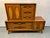 Exceptional mid-century modern two-piece dresser set, crafted in rich walnut and featuring distinctive burl wood drawer...