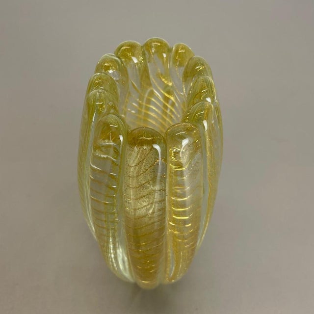 Gold Murano Glass Vase from Barrovier & Toso, Italy, 1970s For Sale - Image 8 of 17