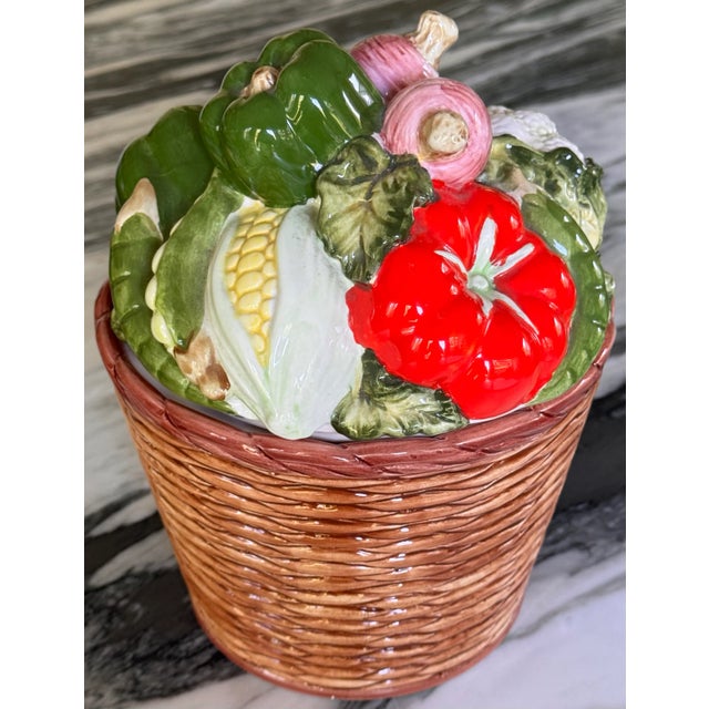 Ceramic Mid-Century Holt Howard Style Trompe L’Oleil Basket of Vegetables For Sale - Image 7 of 15