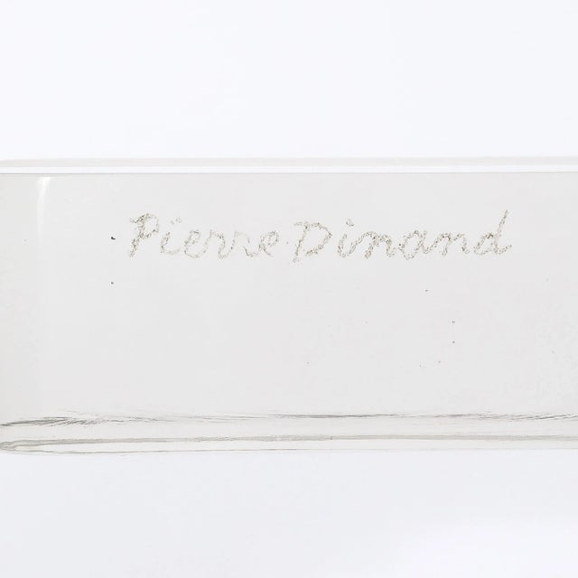 Mid-Century Totem Form Sculpture in Glass W/ Lacquered Base Signed Pierre Dinand For Sale - Image 9 of 12