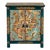 Tibetan Oriental Teal Blue Aqua Dragon Head Graphic End Table Nightstand For Sale