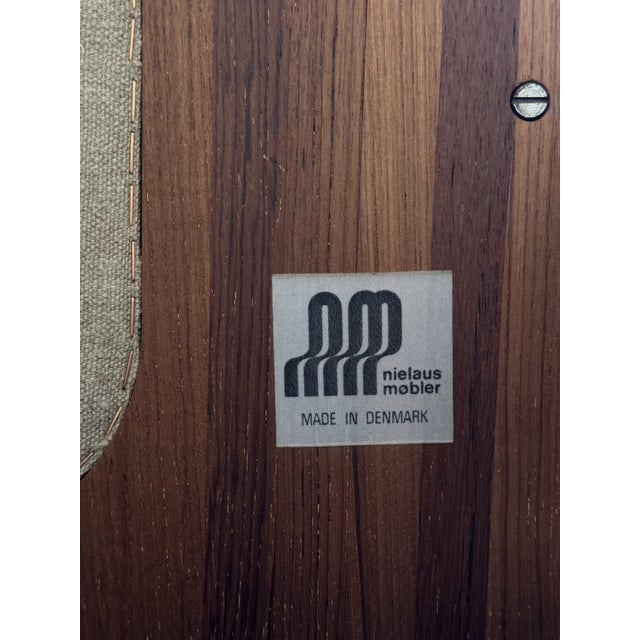 Brown 1970s Nielaus Møbler Brown Leather and Teak Loveseat For Sale - Image 8 of 8