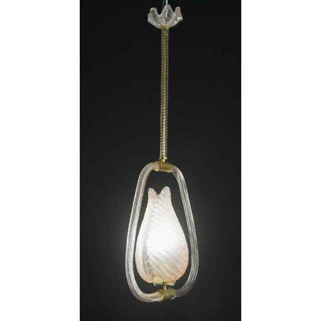 1950s Pink and Trasparent Murano Glass Chandelier by Barovier E Toso - Set of 2 For Sale - Image 6 of 18