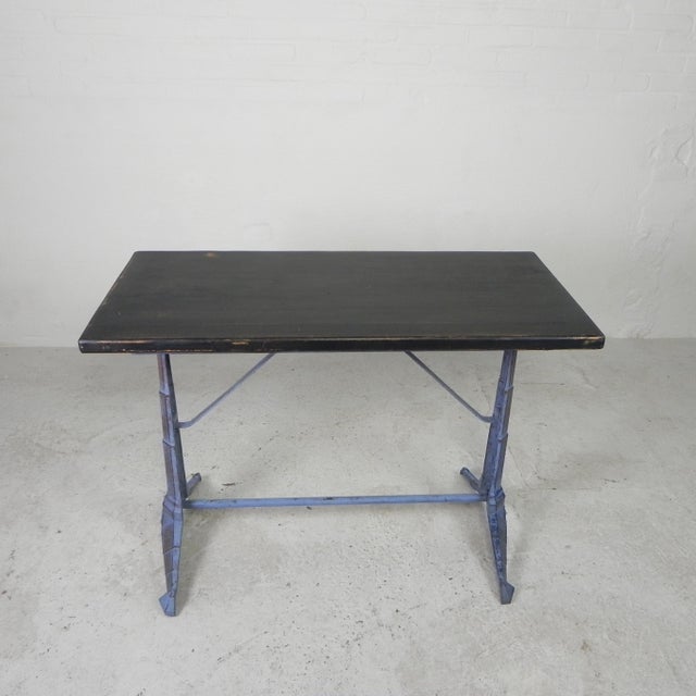 Art Deco Bistro Table with Cast Iron Frame and Pine Top, 1930s For Sale - Image 16 of 18