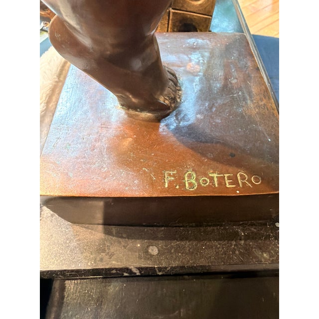 Late 20th Century Late 20th Century After Fernando Botero Bronze-Patina Dancing Woman Sculpture on Marble Base For Sale - Image 5 of 5