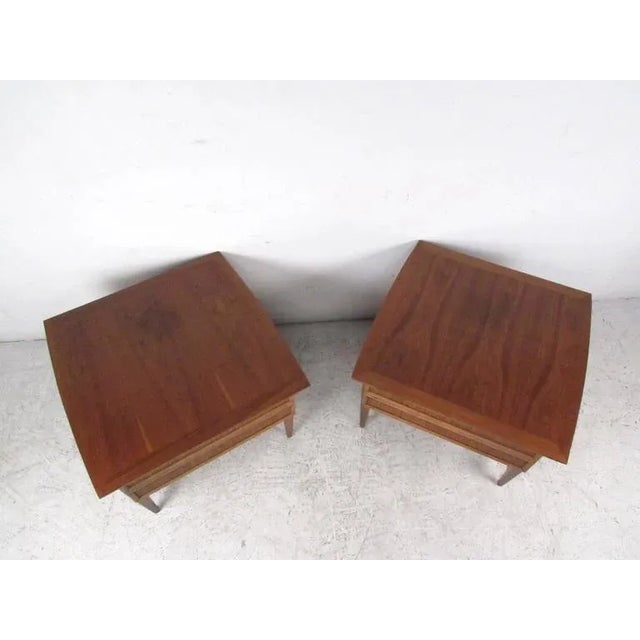 Lane Furniture Vintage Modern Cane Front End Tables by Lane - a Pair For Sale - Image 4 of 11