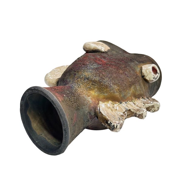Vintage Studio Pottery Abstract Fish Vase For Sale - Image 6 of 7
