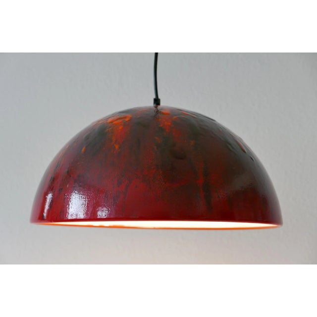 1960s Large Mid-Century Modern Enameled Dome Pendant Lamp, 1960s For Sale - Image 5 of 17