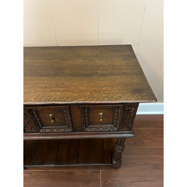 Antique English Dresser Base Sideboard Potboard Jacobean Carved Oak C1890 For Sale - Image 15 of 18