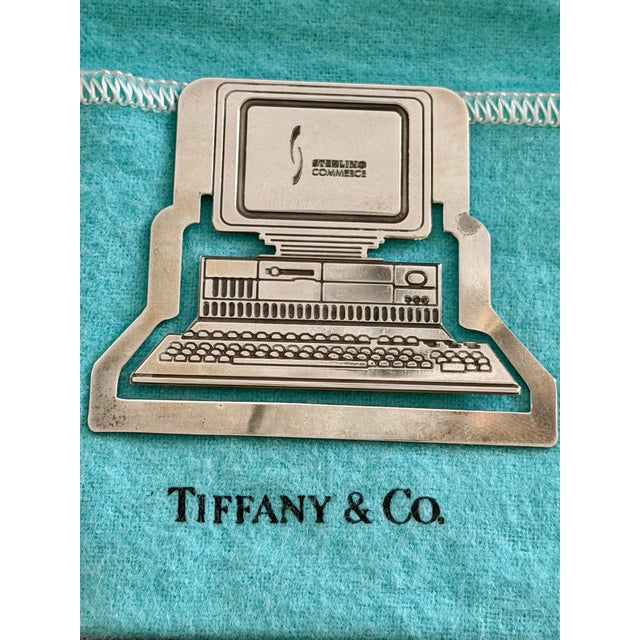Contemporary Retro 1990's Tiffany & Co. Sterling Desktop Computer Paperclip Style Bookmark With Bag For Sale - Image 3 of 16