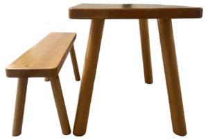 Set of High Table & Bench attributed to René Martin for Charlotte Perriand, 1965