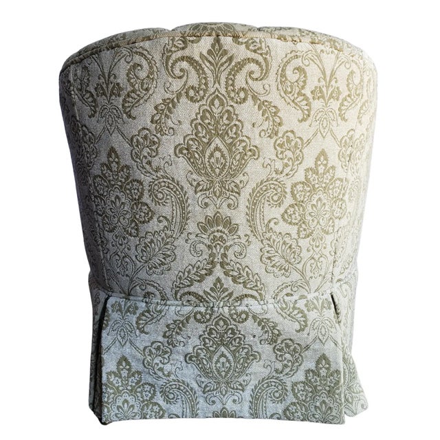 Olive Vintage Barrel Back Tufted Lounge Arm Chair For Sale - Image 8 of 8