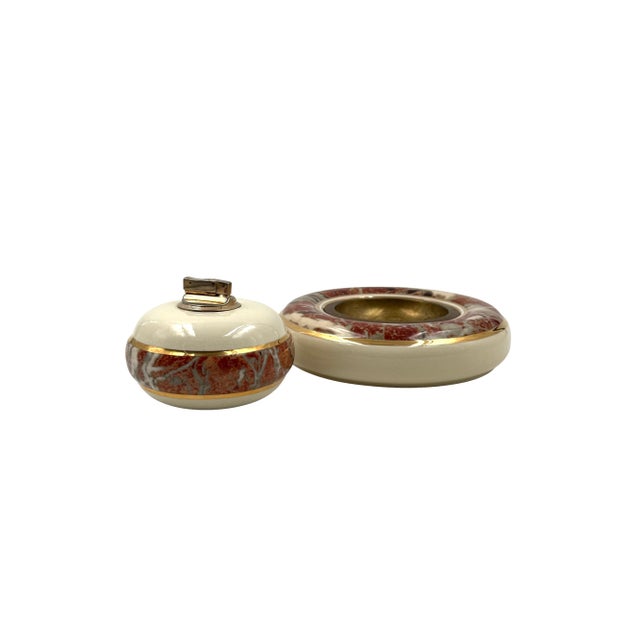 Metal Vintage Ceramic Ashtray and Table Lighter by Tommaso Barbi, 1970, Set of 2 For Sale - Image 7 of 11