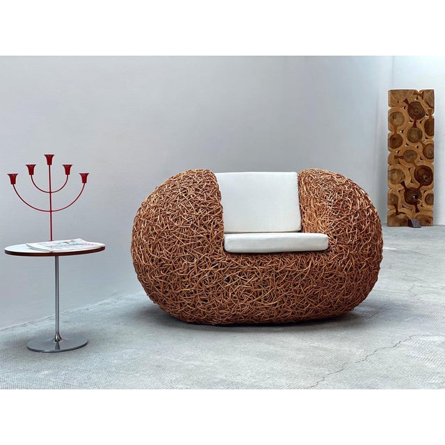 Rattan Wicker Wooven Egg Nest Lounge Chair, Switzerland, 1990s For Sale - Image 3 of 10