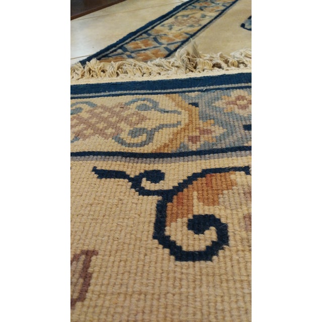 1970s Royal Blue Hand Knotted Runner-2’6’x10" For Sale - Image 4 of 7