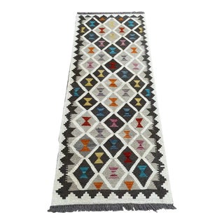 Afghan Handwoven Wool Kilim Runner Rug, 2.7' X 6.7' For Sale