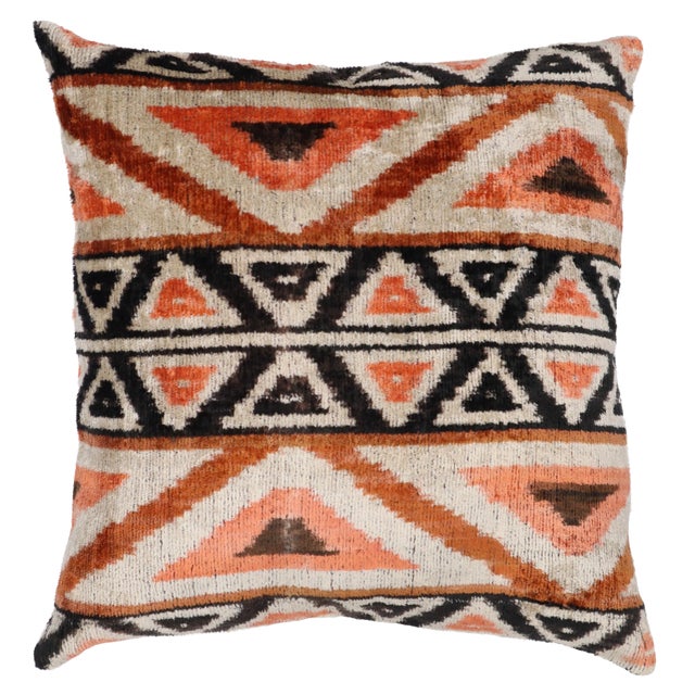 Contemporary Velvet Pink Ivory Throw Pillow With Down Insert For Sale - Image 10 of 10