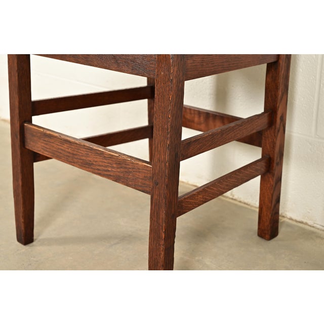 Gustav Stickley Antique Mission Oak Arts & Crafts H-Back Side Chairs or Dining Chairs, Pair For Sale - Image 10 of 15