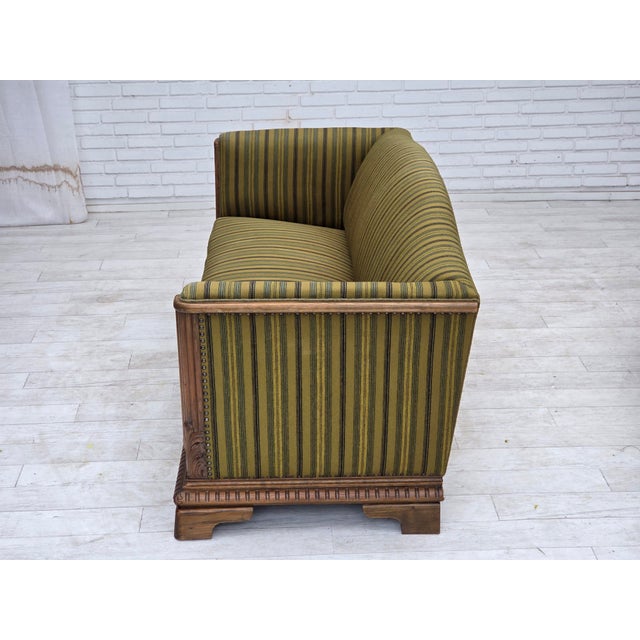 1950s Vintage Danish Three-Seater Sofa in Furniture Velour and Oak, 1950s For Sale - Image 5 of 18