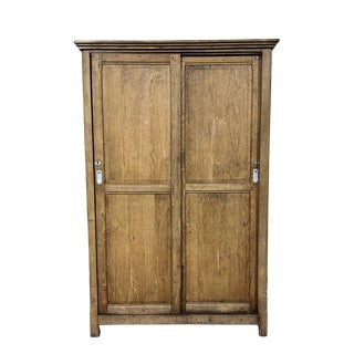 Oak Wardrobe with Sliding Doors, 1930s For Sale