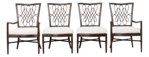 Set of Four Barbara Barry Rattan Script Dining Chairs
