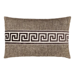 Scalamandre 22" x 14" Greek Key Lumbar Pillow in Umber For Sale
